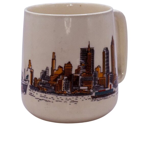 Vtg 1969 Japan Ambassador Skyline Mug Brown Orange Cityscape Ceramic Coffee Cup - Picture 7 of 7